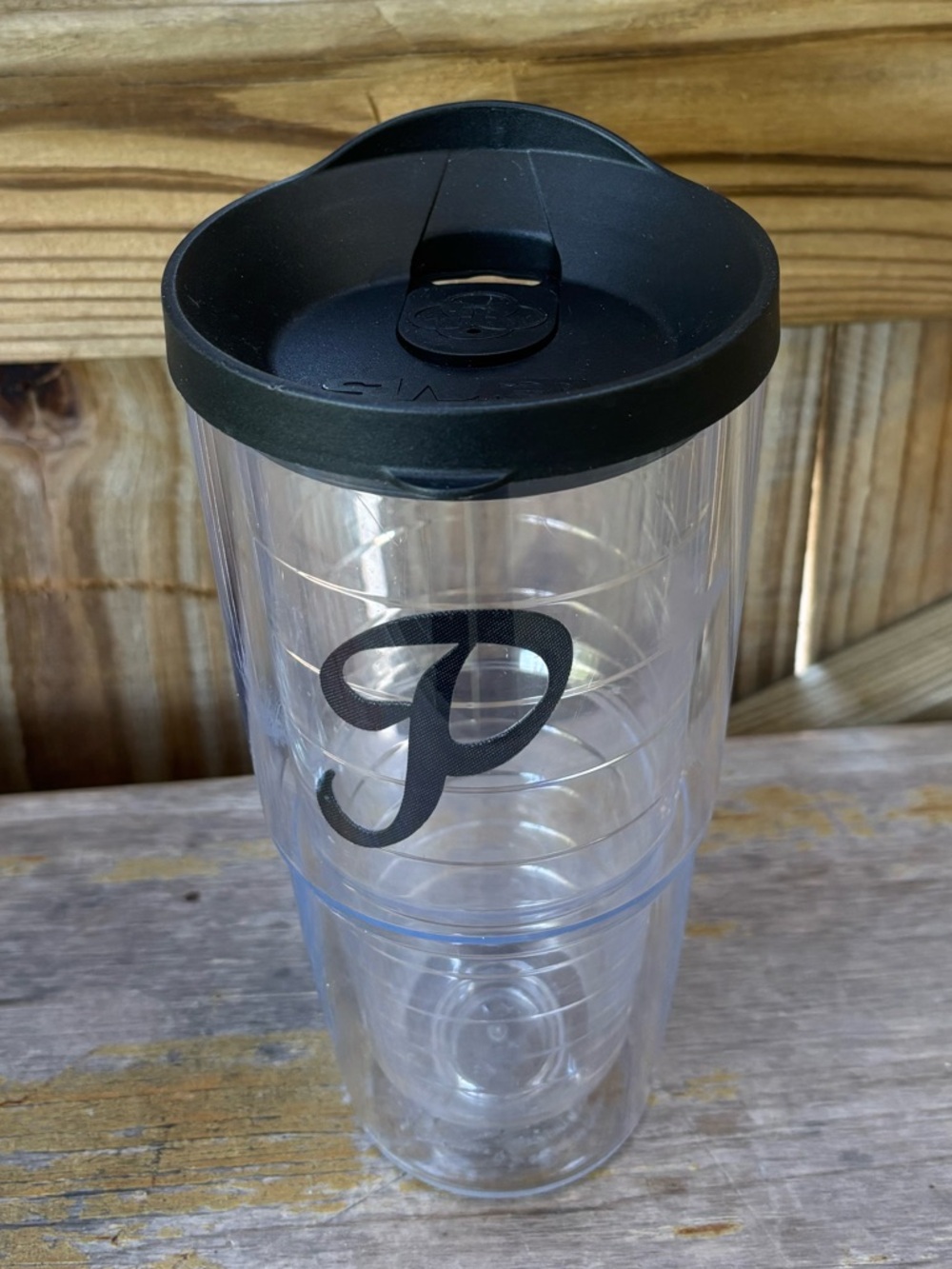 Tervis Initial Monogram Tumbler Letter “P” with Black Lid Size 24oz